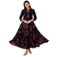 Ladies Printed Kurti - Cotton Blend, Sizes S-xxl, Printed Design, 3/4 Sleeves, Frock Style | Quick Dry, Washable, All Season Wear