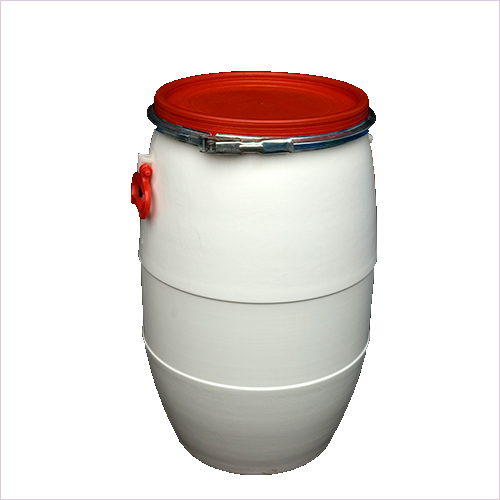 White Color Round Shape 60 Ltr Open Mouth Drum With Red Lid
