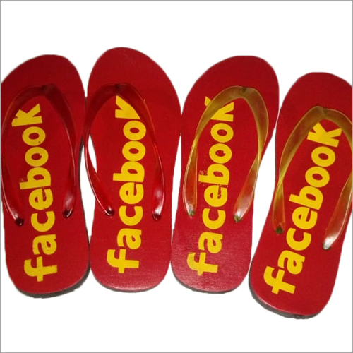 Men Rubber Hawai Slippers - PVC Material, Available in All Sizes, Red Color, Printed Design