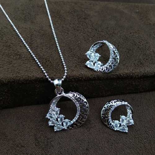 Latest Design silver plated AD Pendant Set