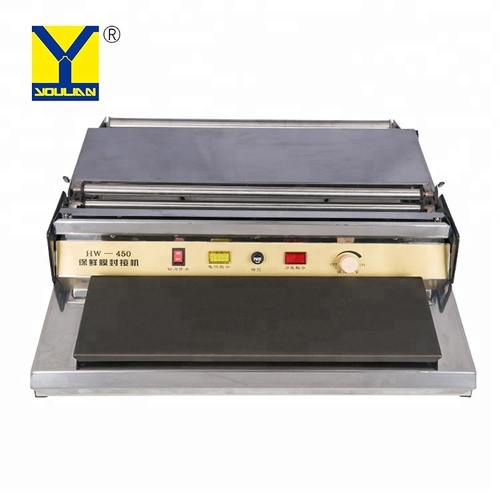 Manual Hw-450 Commercial Household Food Fruit Tray Wrapper Film Wrap Sealer Sealing Machine
