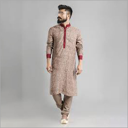 Mens Printed Kurta - Cotton, Sizes M, L, XL | Long Sleeves, Non Toxic, Breathable, Washable
