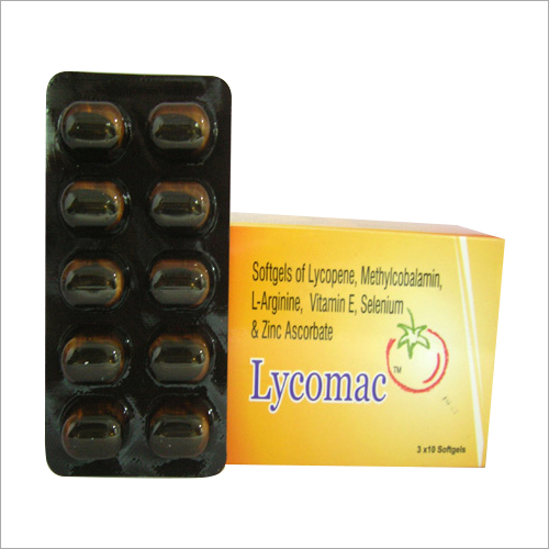 Softgels of Lycopene Methylcobalamin L-Arginine Vitamin E Selenium And Zinc Ascorbate Softgel Capsules