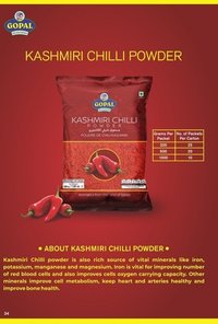 Kashmiri Chilli Powder - Raw, Grade A | Red Color, Rich In Iron, Potassium And Magnesium, 200-1000 Grams, 18 Months Shelf Life, Spicy Taste