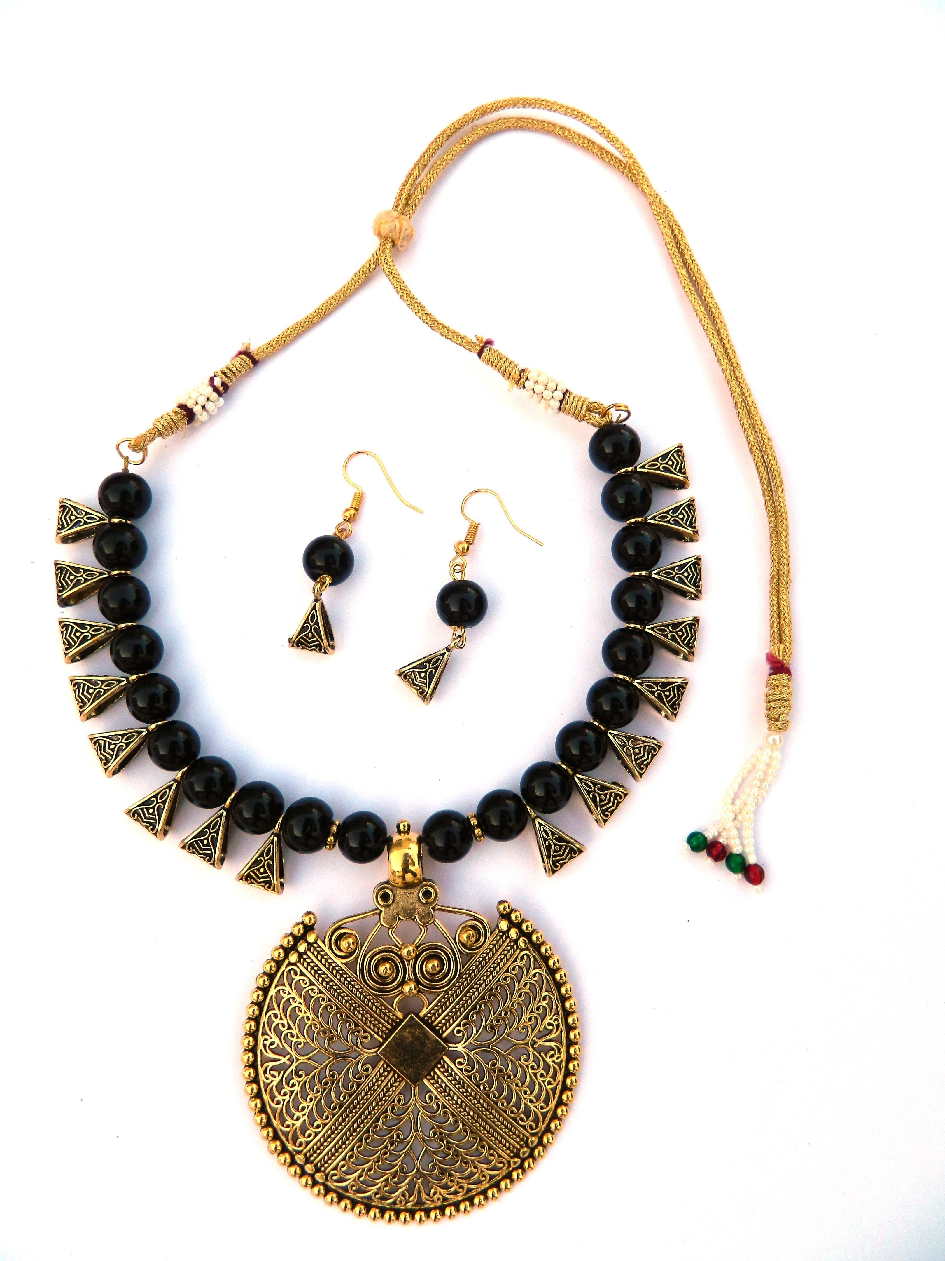 Fancy Beaded Necklace with Earrings