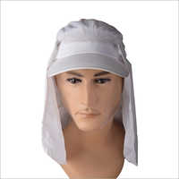 White Mens Ear Flap Sun Protection Cap