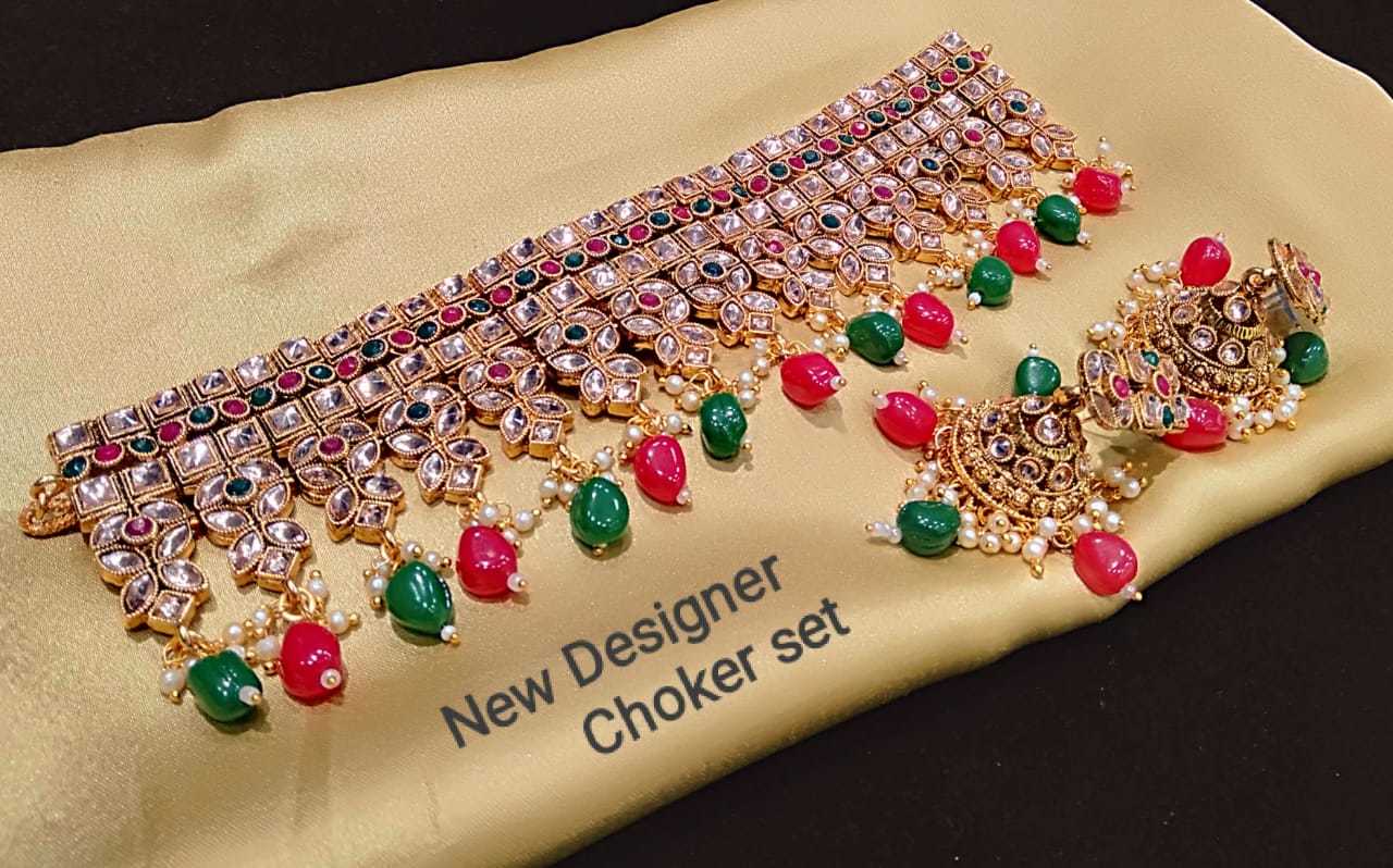 Kundan Beaded Choker Necklace Set