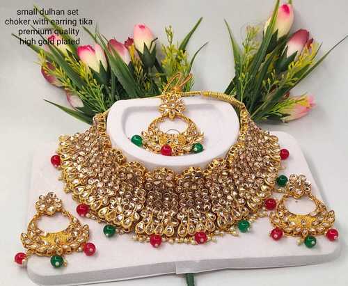 Golden Metal Kundan Choker Necklace Set