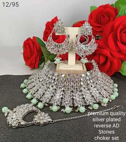 Bridal Silver Choker Necklace Set