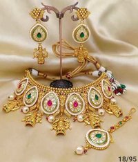Bridal Golden Pearl Choker Necklace Set