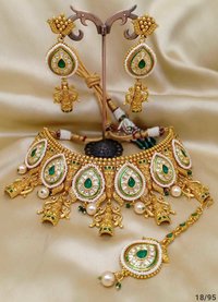 Bridal Golden Pearl Choker Necklace Set