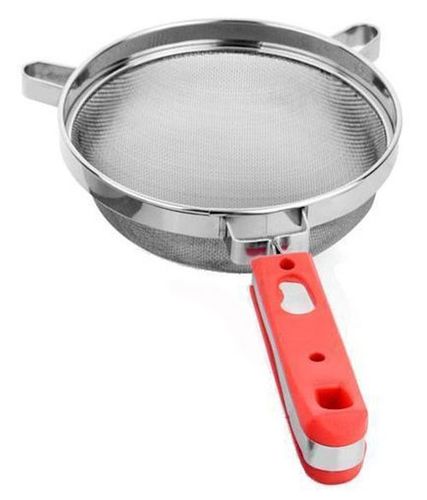 Steel Is Mirror Polished Juice Soup Strainer With Red Handle