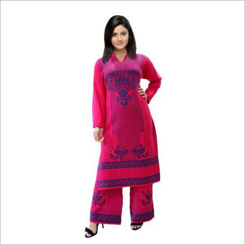 Washable Ladies Printed Woolen Palazzo Suit