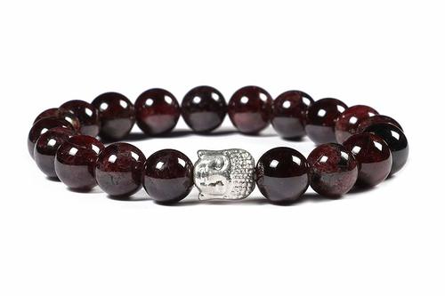 Garnet Bracelet With Buddha Charm