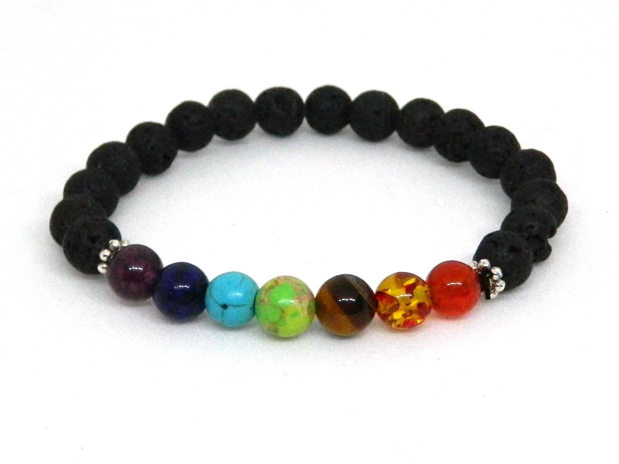 Seven Chakra Bracelet with Lava Beads