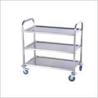 Three Tier Trolley - Stainless Steel Ss 304, 3 Shelves With Smooth Running Castors | Durable, Rust Proof, Load Capacity 50-100 Kg