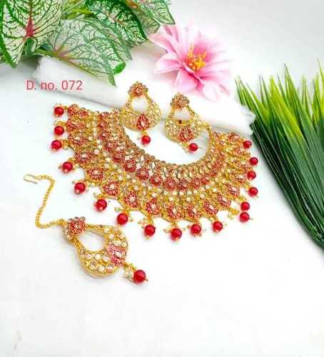 Meenakari Necklace Set With Earring And Maang Tika