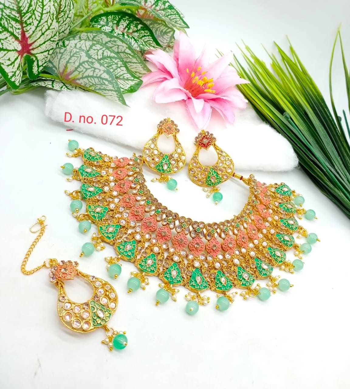 Meenakari Necklace Set with Earring and Maang Tika