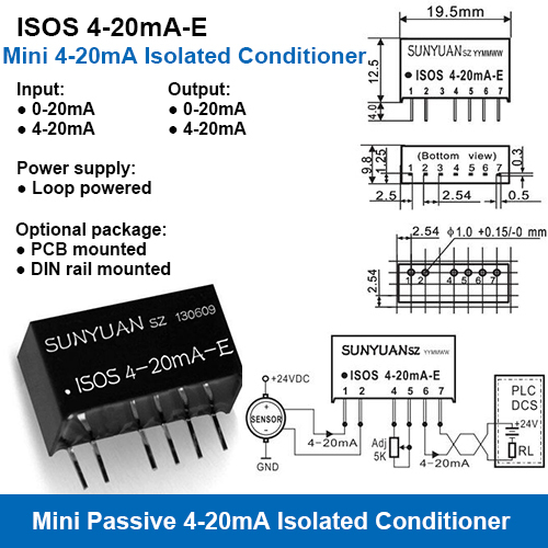 Isos 4-20ma-e Ultra-small Size Loop Powered 4-20ma Signal Conditioners
