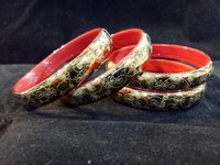 Bel Flower Golden Polish Glass Bangles