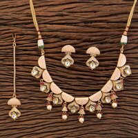 Matt Finished Meenakari Necklace Set