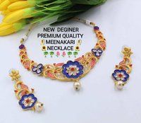 Matt Finished Meenakari Necklace Set