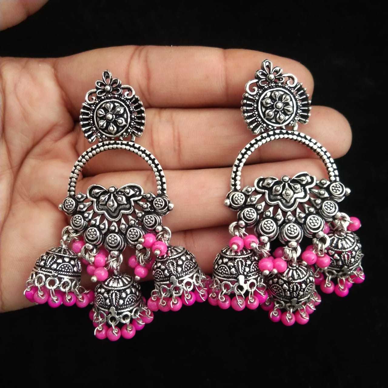 German Silver Stone Earrings