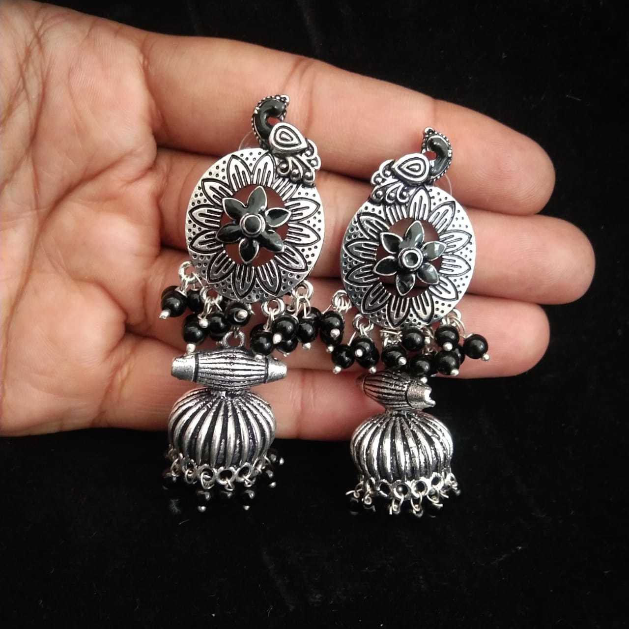 German Silver Stone Earrings