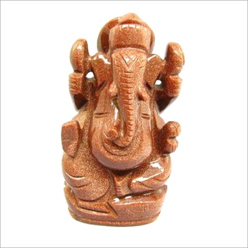 Gold Stone Carved Ganesha Statue