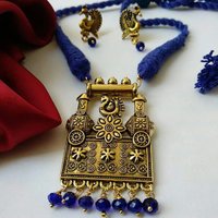 Peacock Threaded Necklace with Earrings