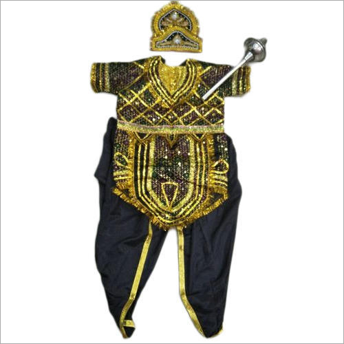 Ravana Costume - Cotton Blend, Sizes S-XL | Black and Golden Traditional Design, Washable for All Seasons, Ideal for Men's Attire