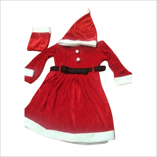 Santa Girl Costume - Cotton Fabric Customized Size | Specially Designed for Christmas Celebrations Suitable for Ages 5-10 Years Winter Wear