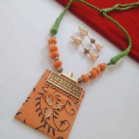 Fabric Necklace With Earrings