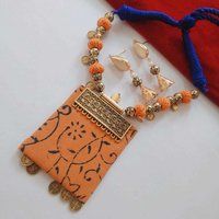Fabric Necklace With Earrings
