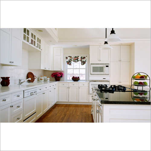 Wooden L Shape Modular Kitchen