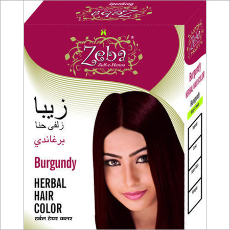 Zeba Burgundy Herbal Hair Color Direction: The Text Is Written On The Box And Pouch