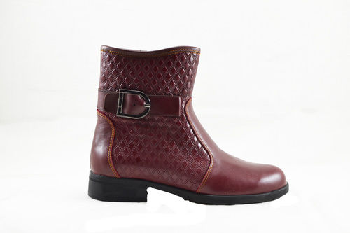 Black-crimson-honey Genuine Leather Woman Long Boot