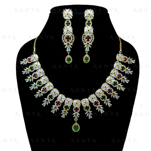 Immitation Jewellery AD Necklace Set