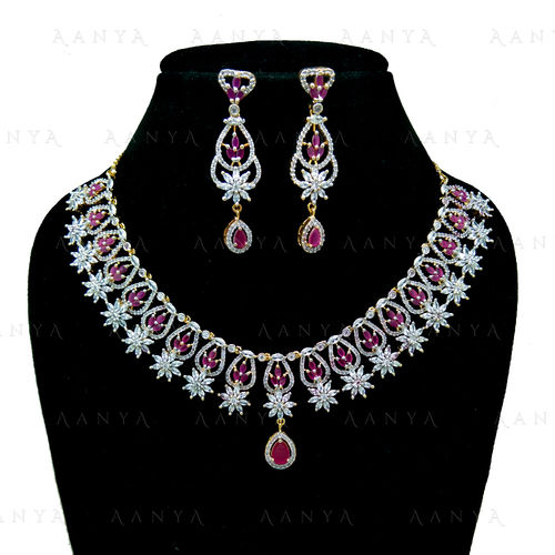 Immitation Jewellery AD Necklace Set