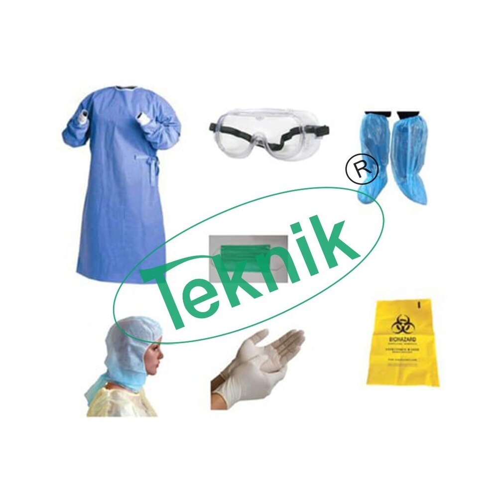 Personal Protection Equipment Kit - SMS Non-Woven 50gsm Material, Disposable Full Sleeves Surgeons Gown, Protective Glasses, Face Mask, Sterile Gloves, Knee Length Shoe Covers, Self-Seal Collection Bag | Ideal for Coronavirus Protection