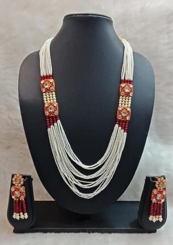 Crystal Cut Moti Long Necklace Set