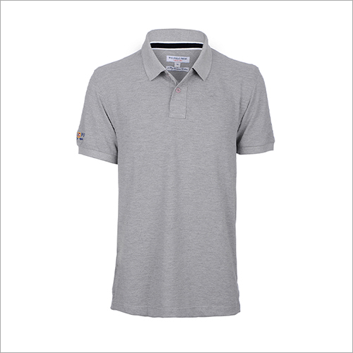 Grey Mens Plain Polo Neck T-Shirt