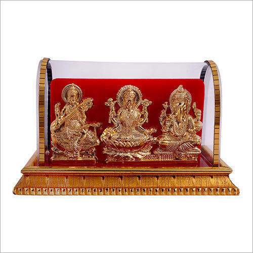 Multicolor Lord Ganesh Laxmi Saraswati Cabinet Idol