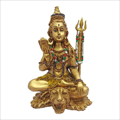 Antique Golden Look Lord Shiva Meditating Statue
