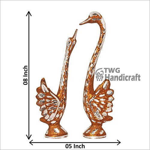 Aluminium White Metal Swan Pair Statue Showpiece Gift Item
