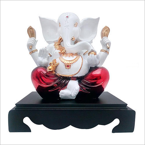 White Look Lord Ganesha Idol Size: 11*10 Inch