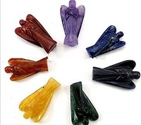 Seven Chakra Stone Angels Set - Natural Stone, 2 Inch Size, Multicolour | Ideal For Healing And Reiki Practices