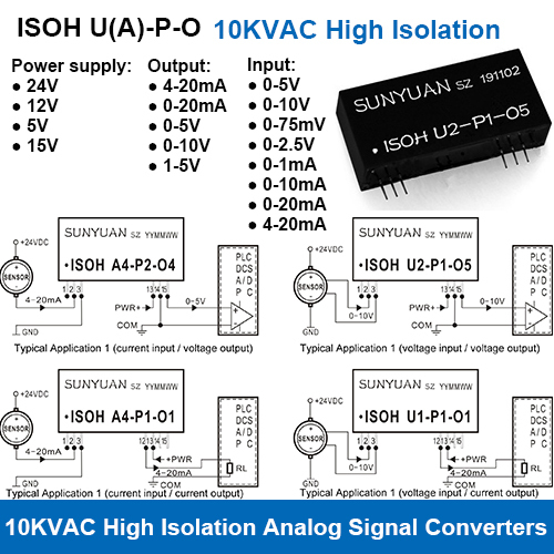 Isoh U(A)-p-o Series 10kvac High Isolation Current Or Voltage Signal Converters