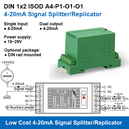Single Input Dual Output 4-20mA Signal Splitters/Replicators