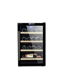Wine Chiller - 453x512x715 Mm, Black, 68 Liter Capacity | 18 Bottle Storage, Single Temperature Zone, Blue Led Lighting, 4 Beech Wood Shelves, Eco-friendly Design
